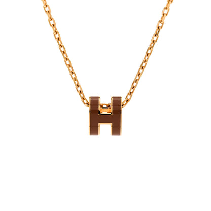 Hermes Lacquered Gold Mini Pop H Pendant Necklace New Gold 4 of 8
