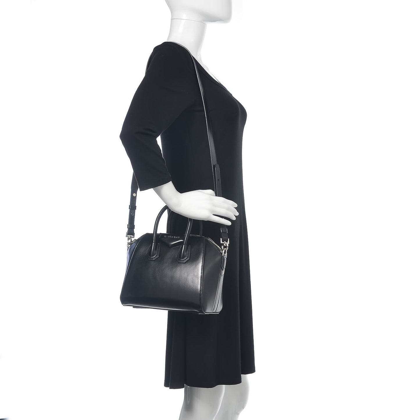 Shiny Lord Calfskin Mini Antigona Black