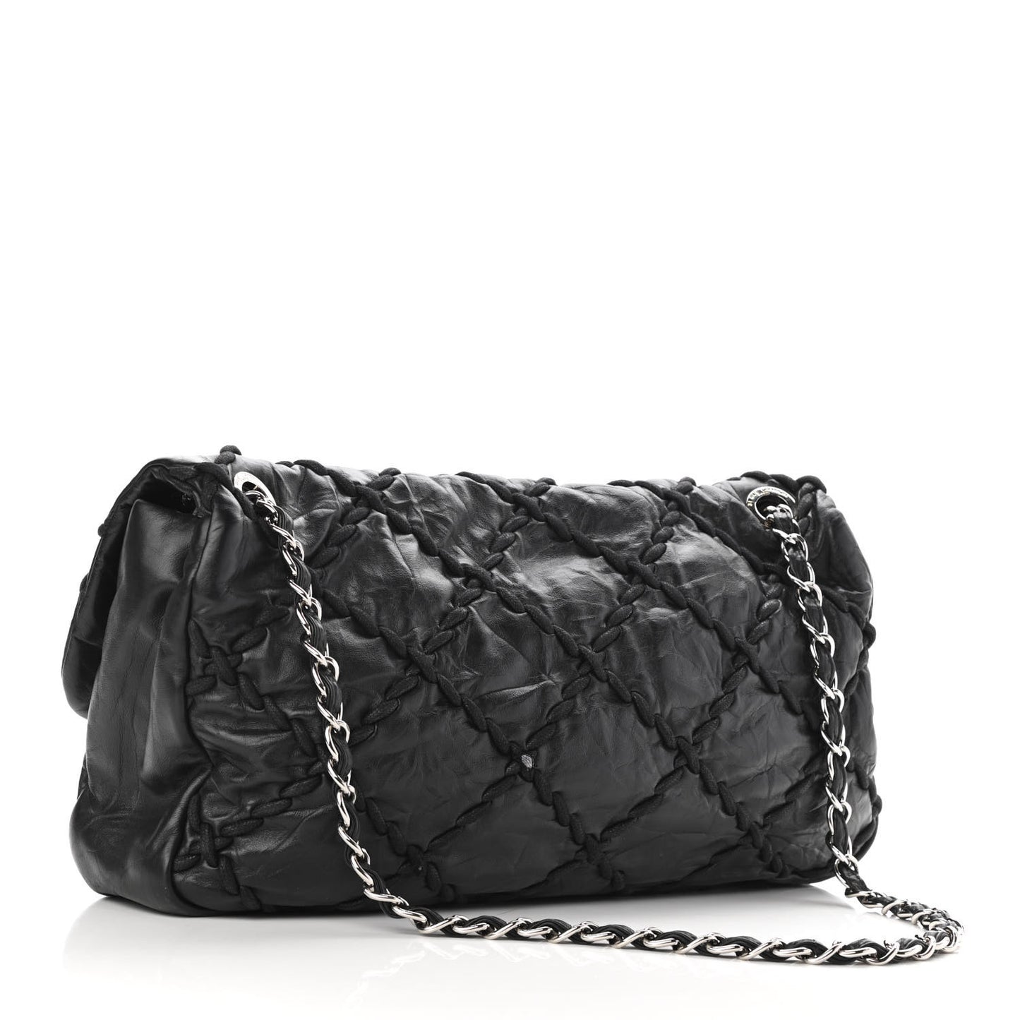 Calfskin Ultra Stitch Oversize Flap Black