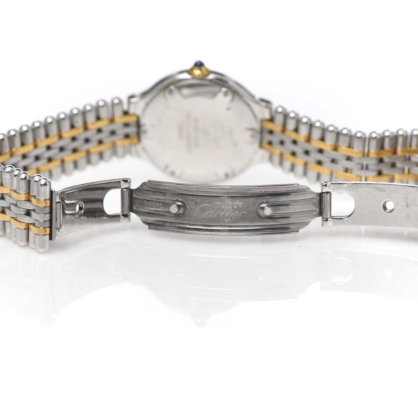 Stainless Steel 18K Yellow Gold 28mm Must De 21 Bullet Link Quartz Watch