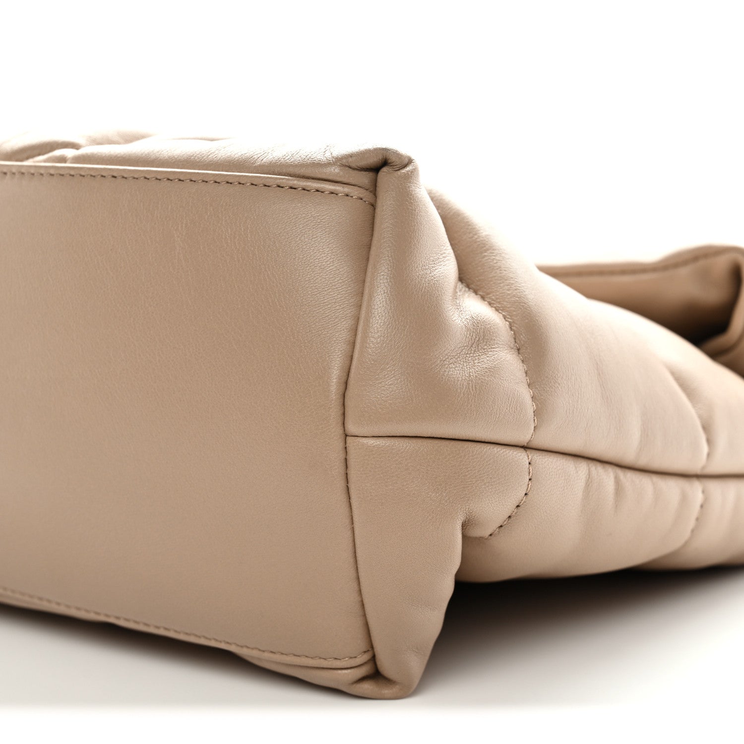 Saint Laurent Lambskin Quilted Medium Loulou Puffer Monogram Chain Satchel Dark Beige 10 of 11