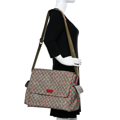 Gucci GG Supreme Monogram Strawberry Messenger Diaper Bag Beige 2 of 10