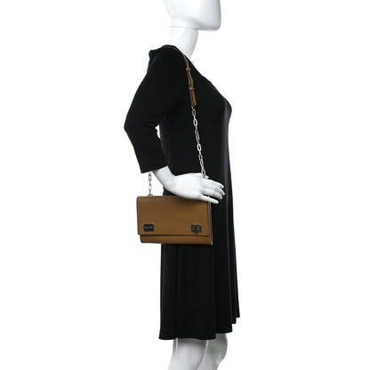 Prada Saffiano Cuir Twist Lock Chain Flap Crossbody Bag Caramel 2 of 10