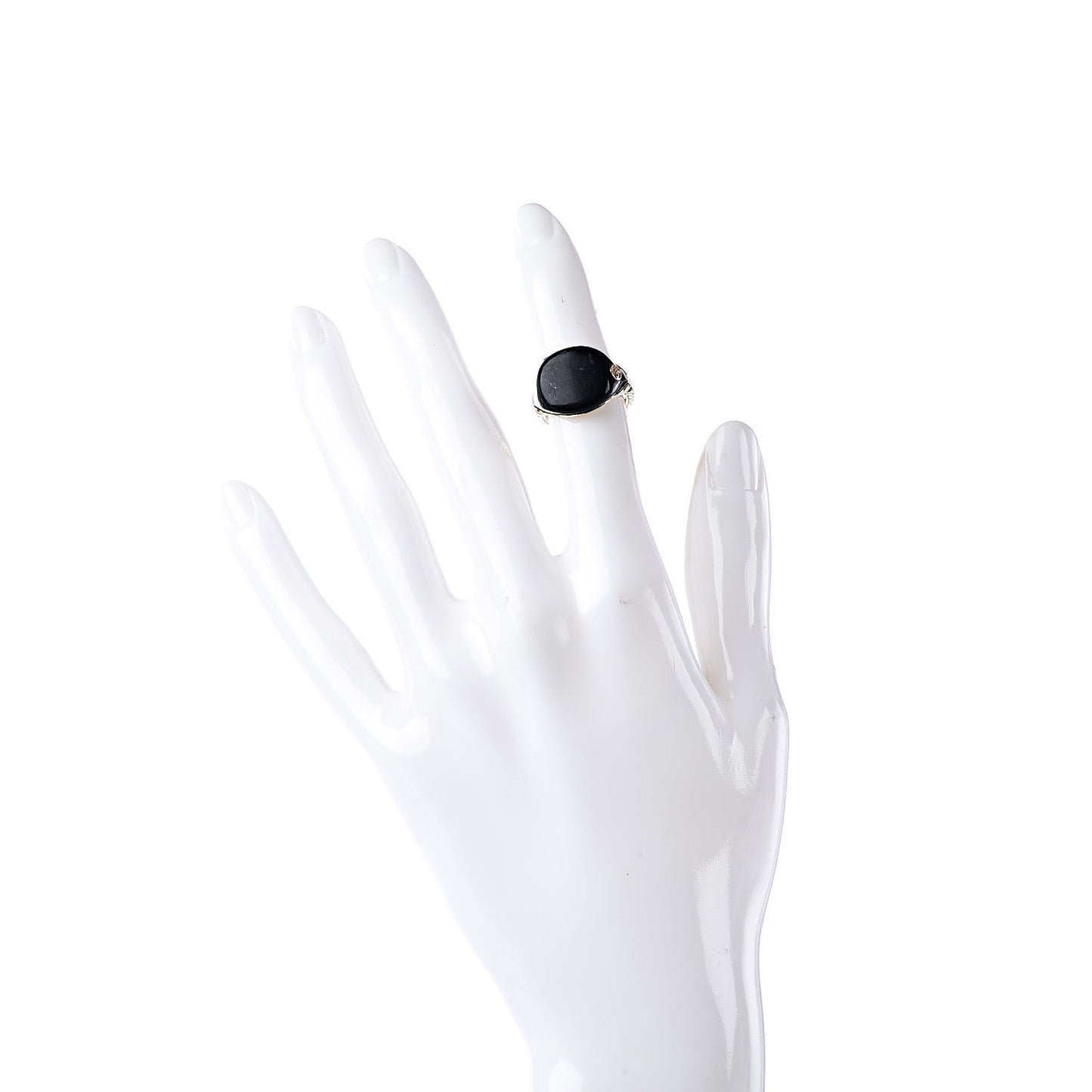 18K Yellow Gold Black Enamel Pinky Ring 47 4