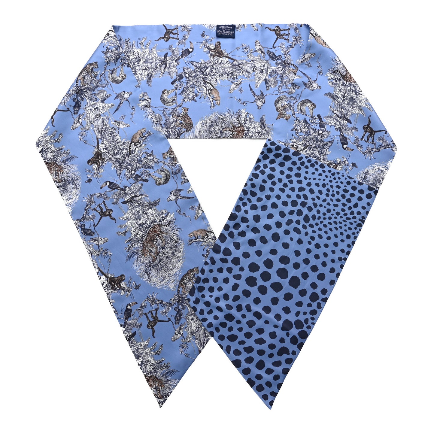 Silk Equateur Maxi Twilly Bleu Lavande Gris