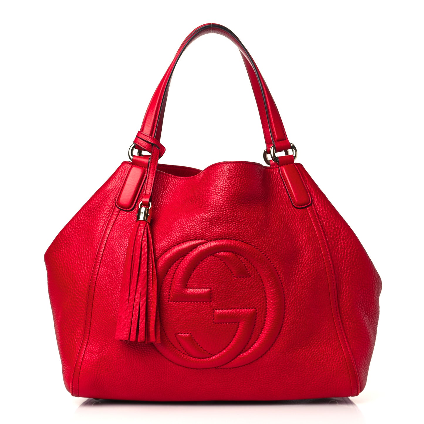 Pebbled Calfskin Medium Soho Shoulder Bag Red