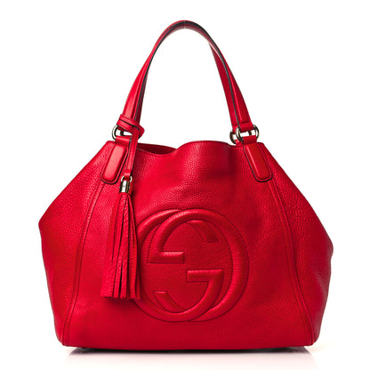 Gucci Pebbled Calfskin Medium Soho Shoulder Bag Red 1 of 8