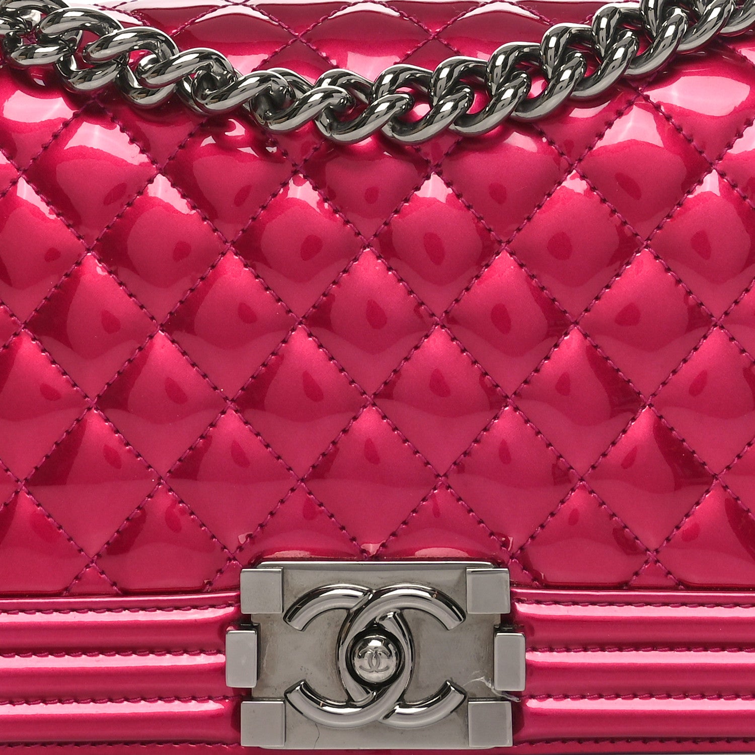 Chanel Metallic Patent Calfskin Quilted Medium Boy Flap Pink 8 of 10