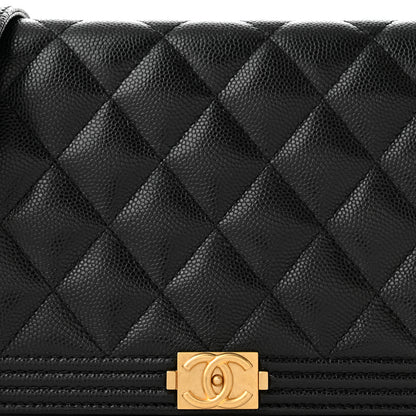 Chanel Caviar Quilted Boy Wallet On Chain WOC Black 9 of 11