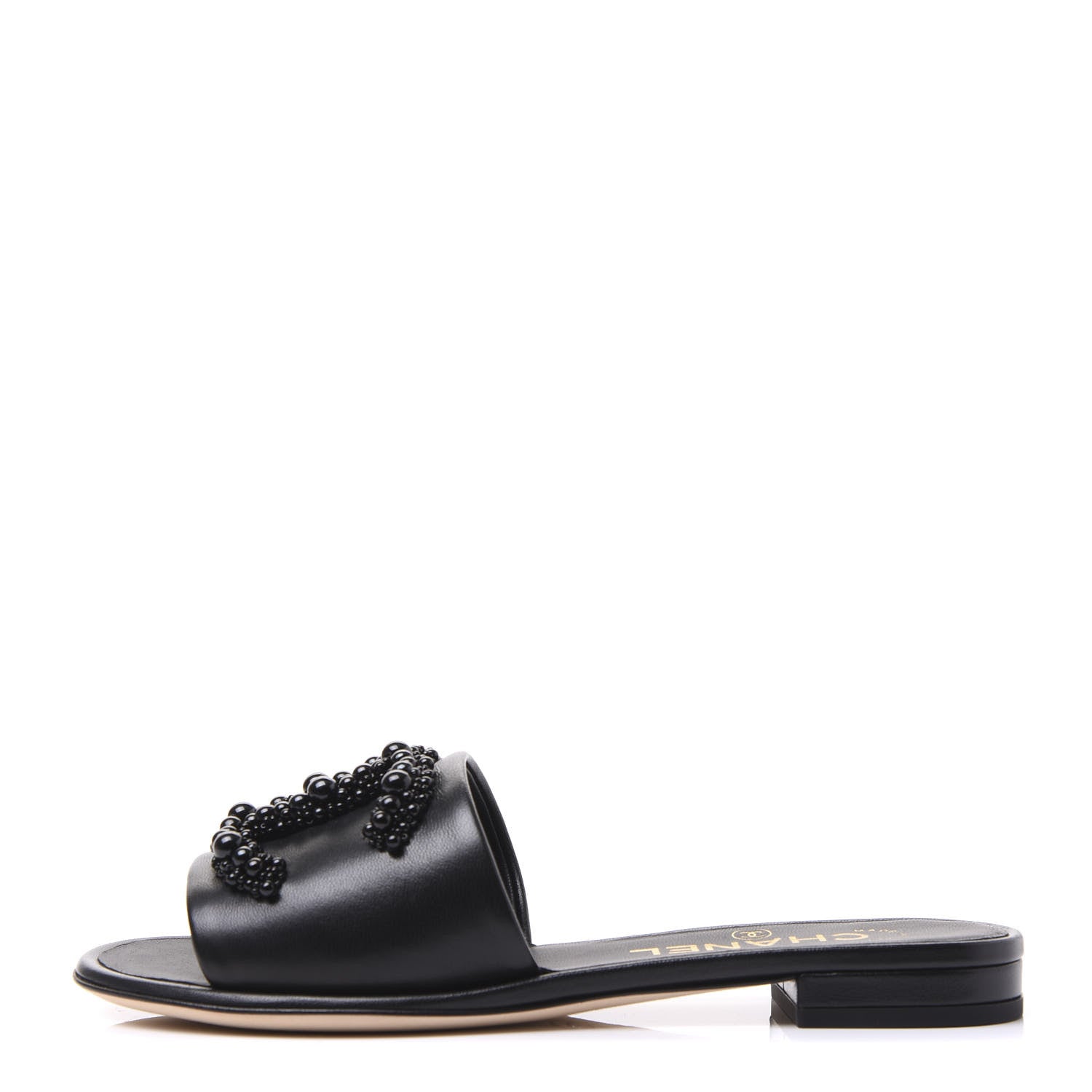 Chanel Lambskin Beaded CC Mules 34 Black 1 of 9