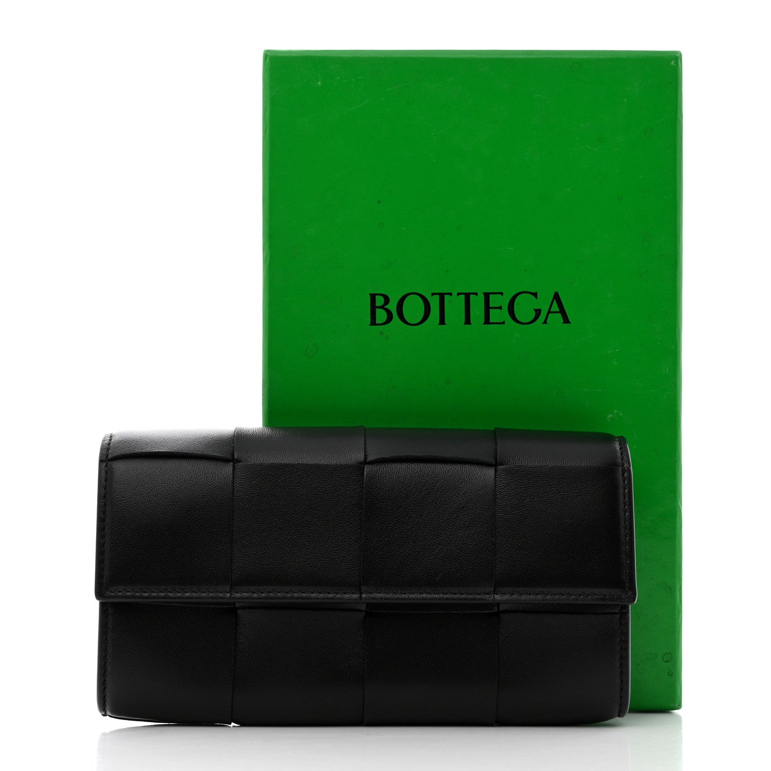 Bottega Veneta Lambskin Maxi Intrecciato Padded Large Flap Wallet Black 7 of 7