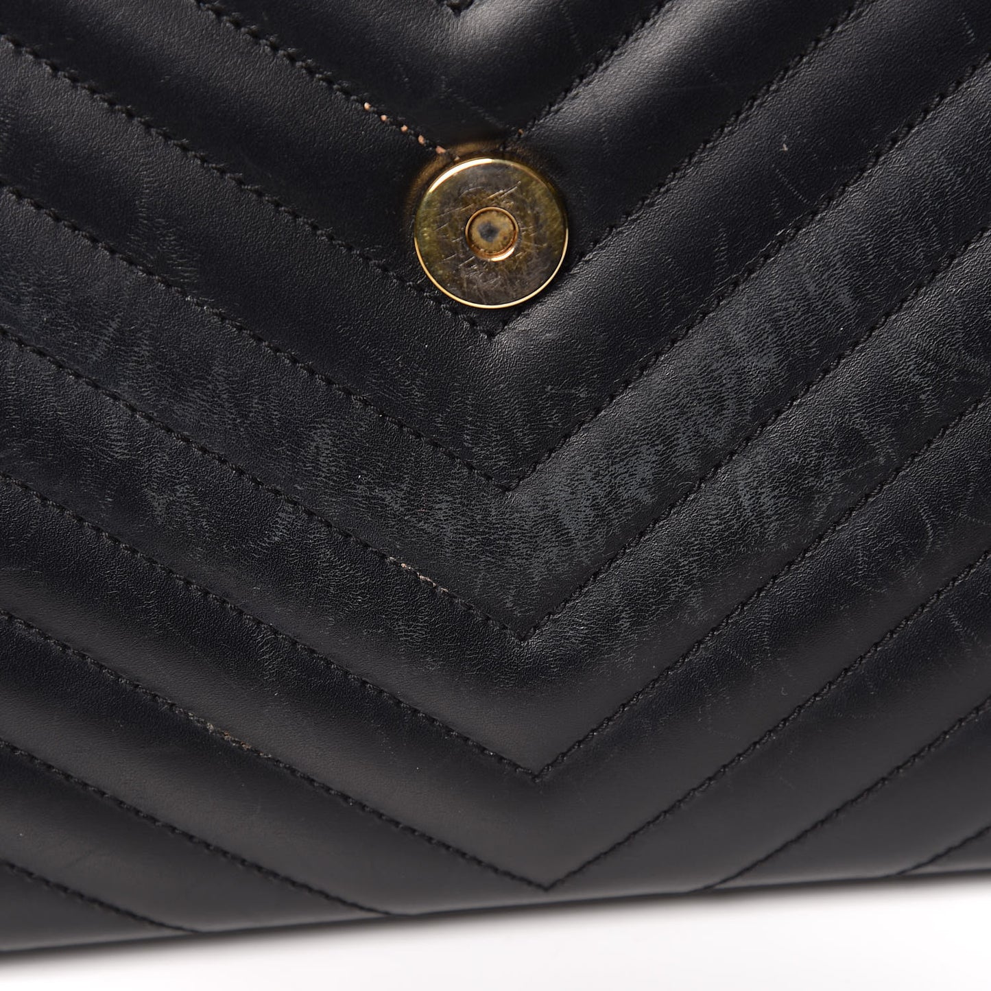 Smooth Calfskin Matelasse Chevron Large Monogram Satchel Black
