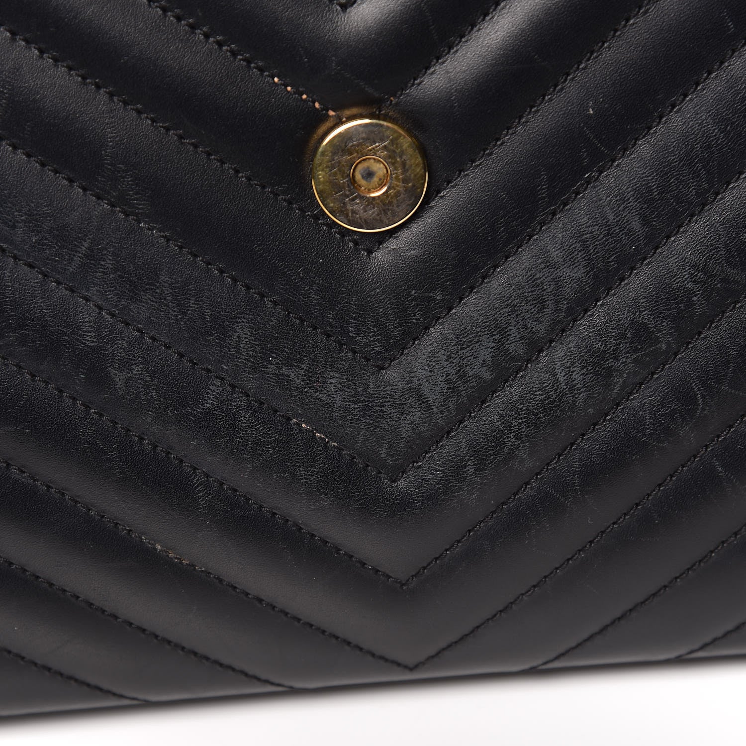 Saint Laurent Smooth Calfskin Matelasse Chevron Large Monogram Satchel Black 17 of 20