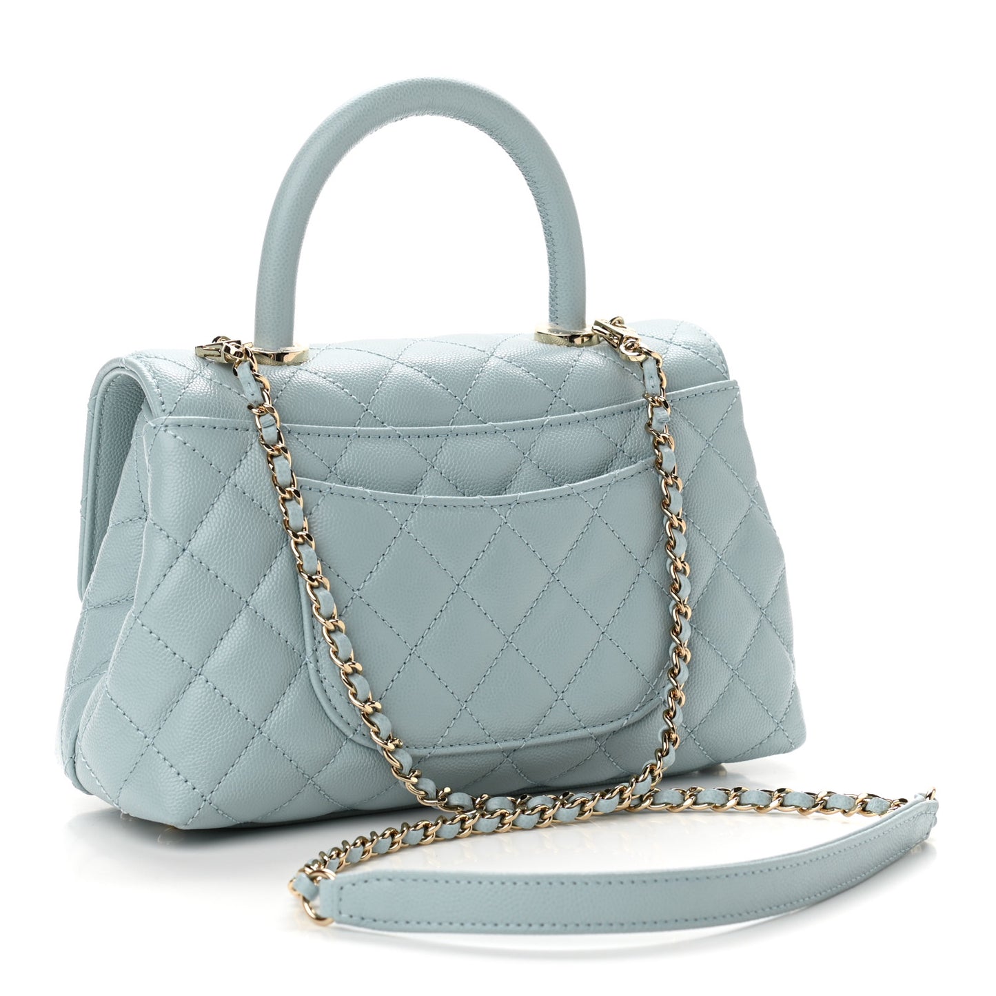 Caviar Quilted Mini Coco Handle Flap Light Blue