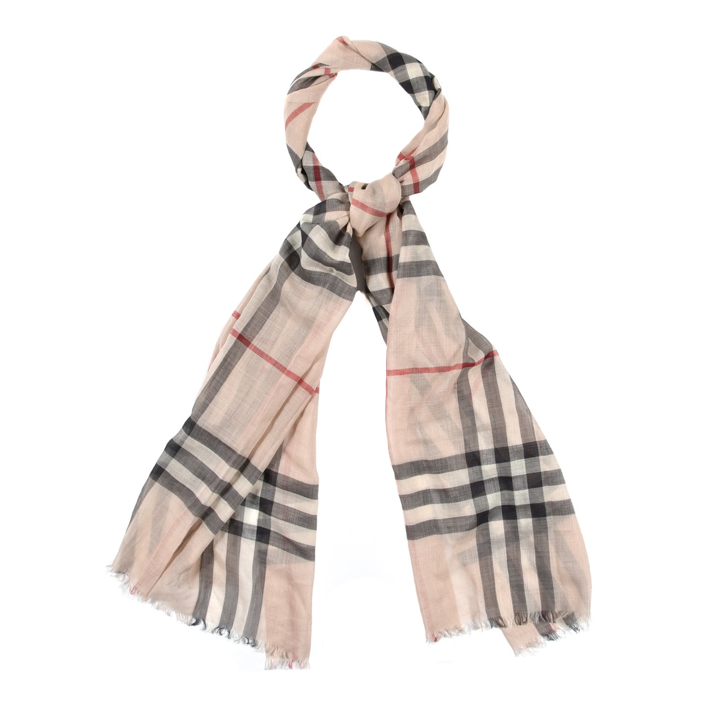 Wool Silk Gauze Giant Check Scarf Trench