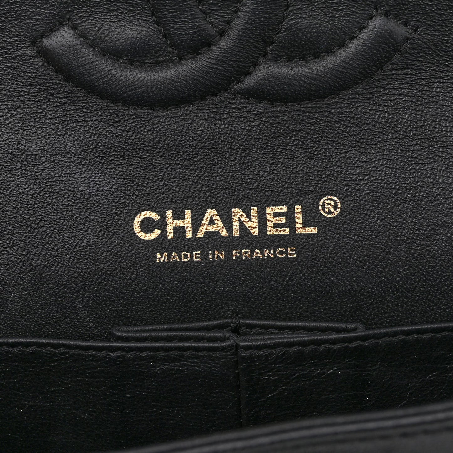 Lambskin Chevron Quilted Medium Double Flap Black