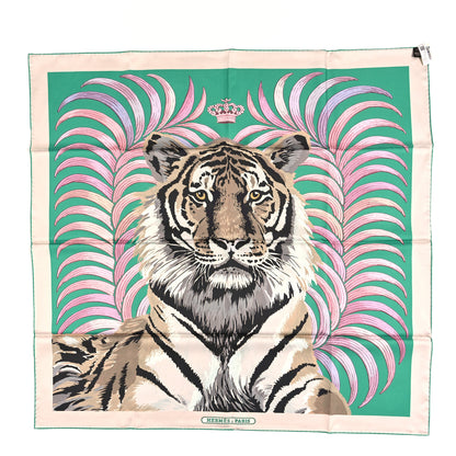 Hermes Silk Carre Double Face Tigre Royal Scarf 90 Vert Beige Multicolor 6 of 6