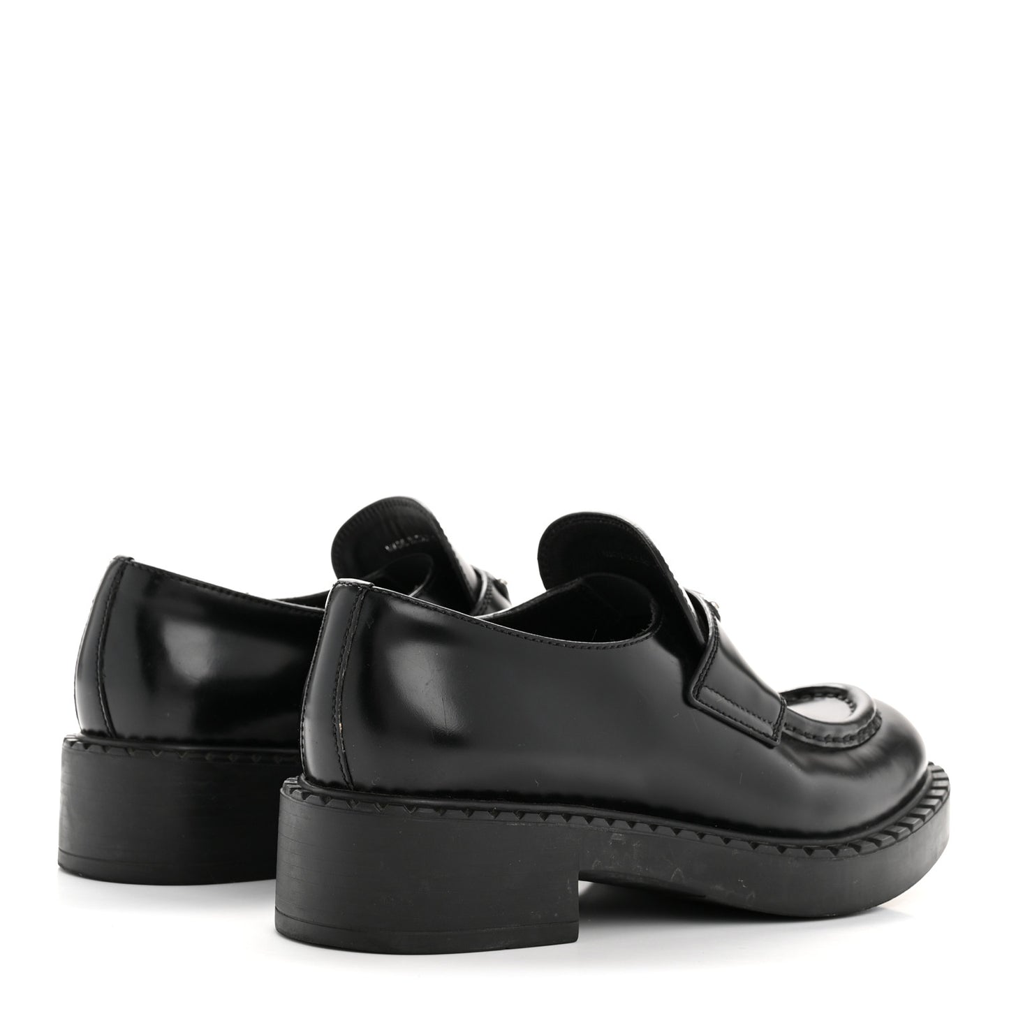 Spazzolato Metal Triangle Logo 50mm Loafers 36.5 Black