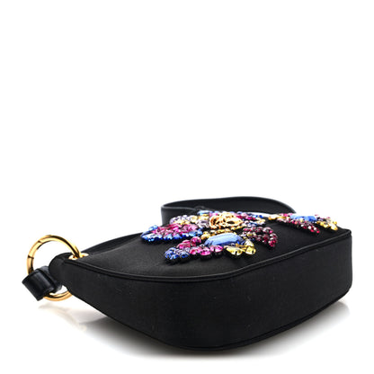 Versace Satin Crystal Embellished La Medusa Mini Hobo Bag Black Multicolor 4 of 9