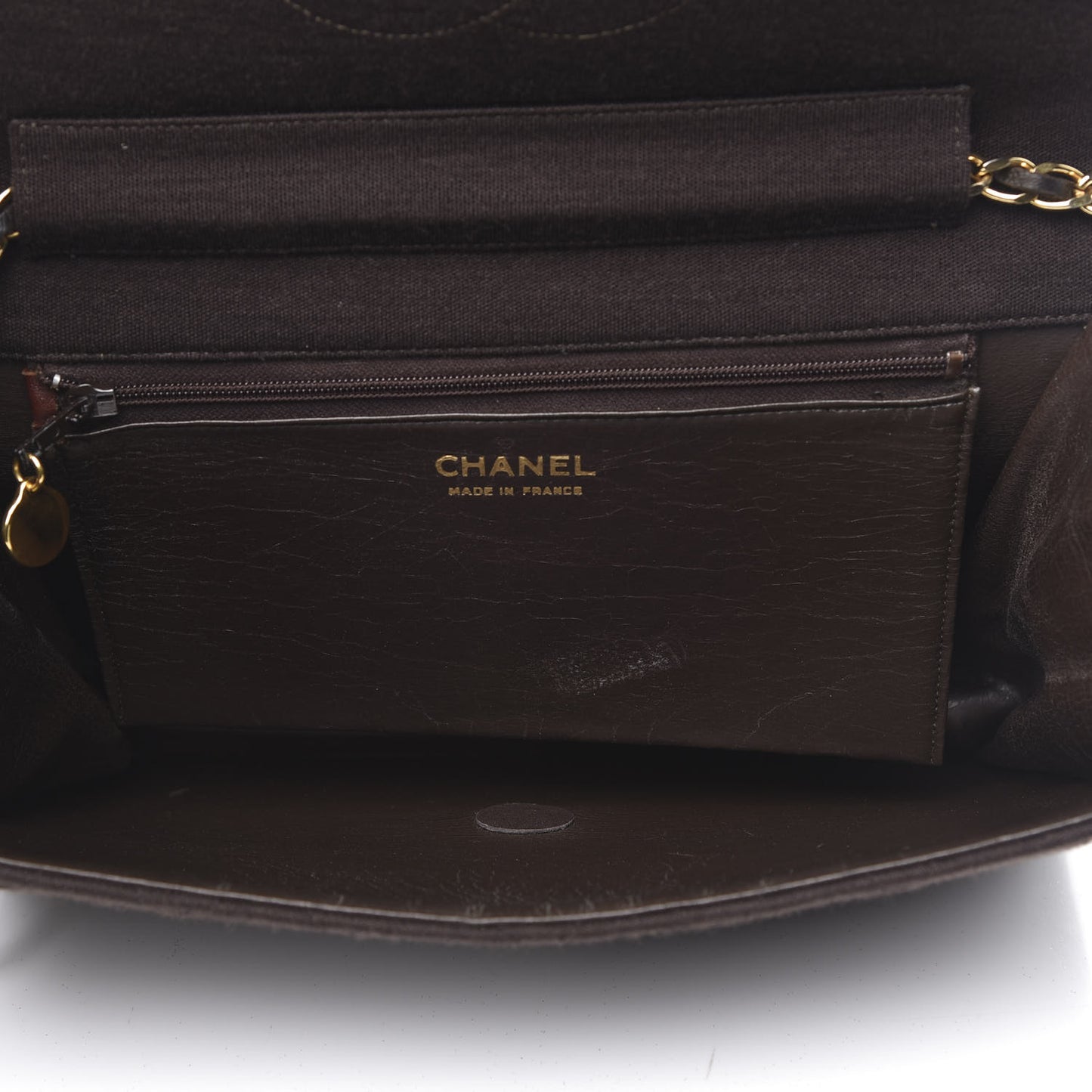 Jersey Quilted Medium Single Flap Brown
