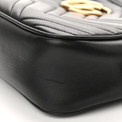 Gucci Calfskin Matelasse Small GG Marmont Chain Shoulder Bag Black 13 of 15