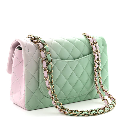 Chanel Lambskin Quilted Ombre Small Double Flap Light Green Light Purple 3 of 10