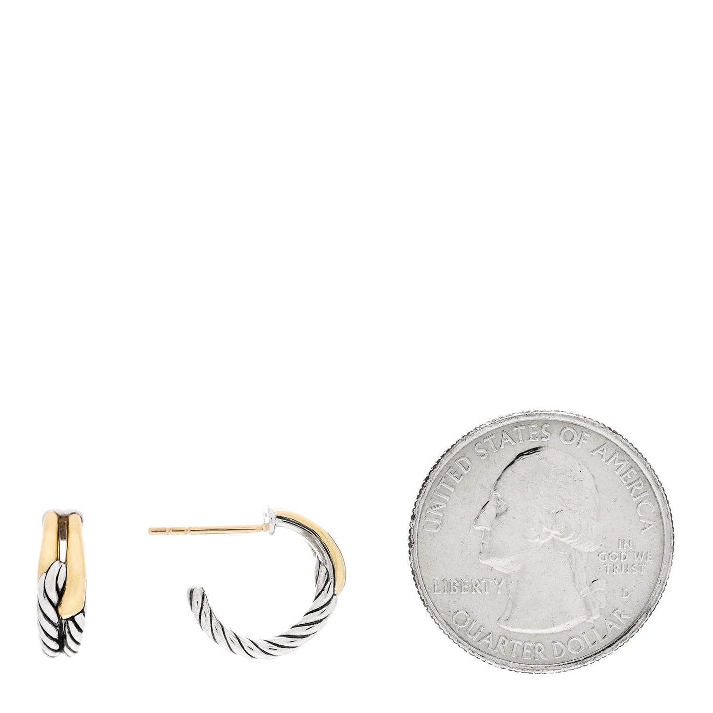 Sterling Silver 18K Yellow Gold 15mm Labyrinth Hoop Earrings