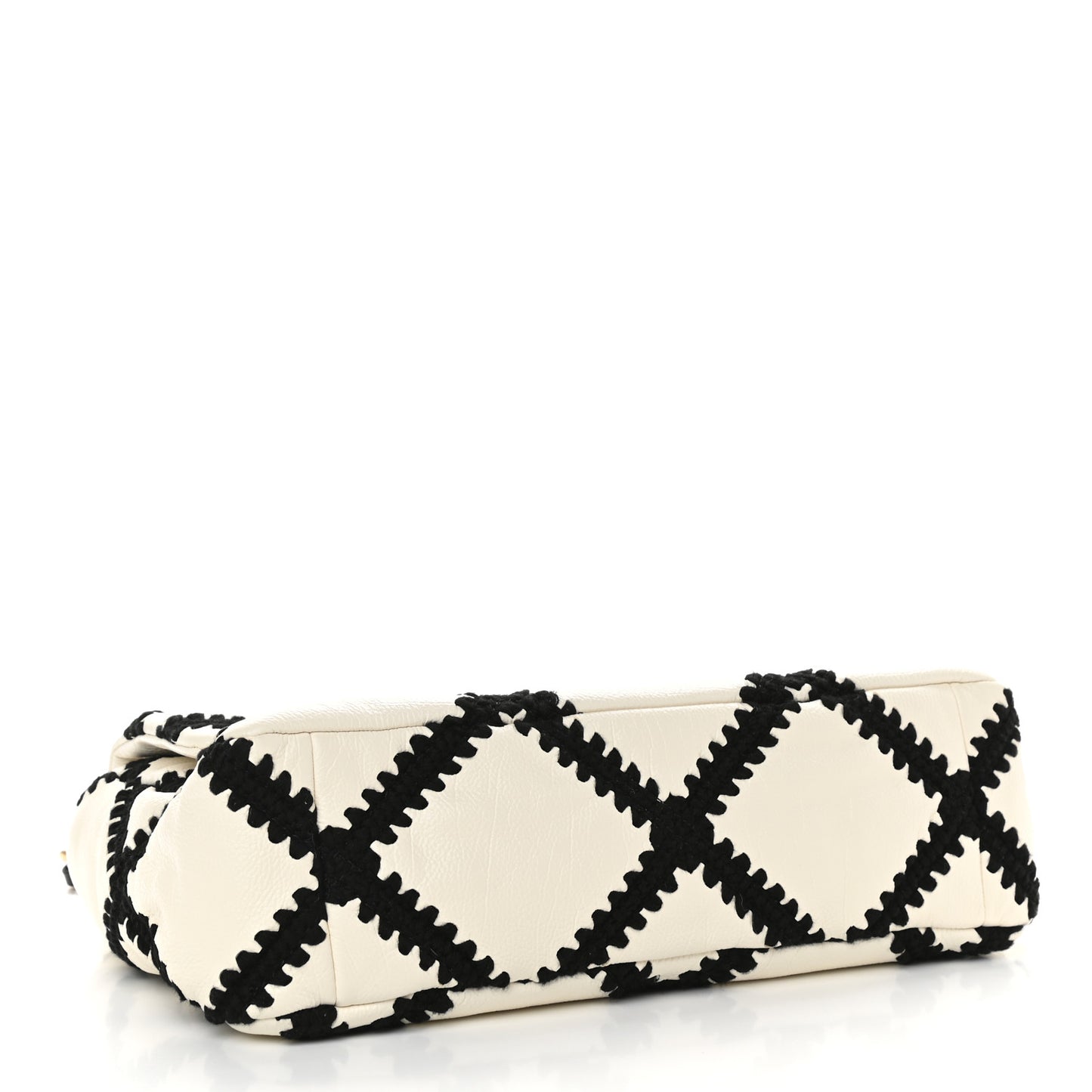 Calfskin Crochet Large Chanel 19 Flap White Black