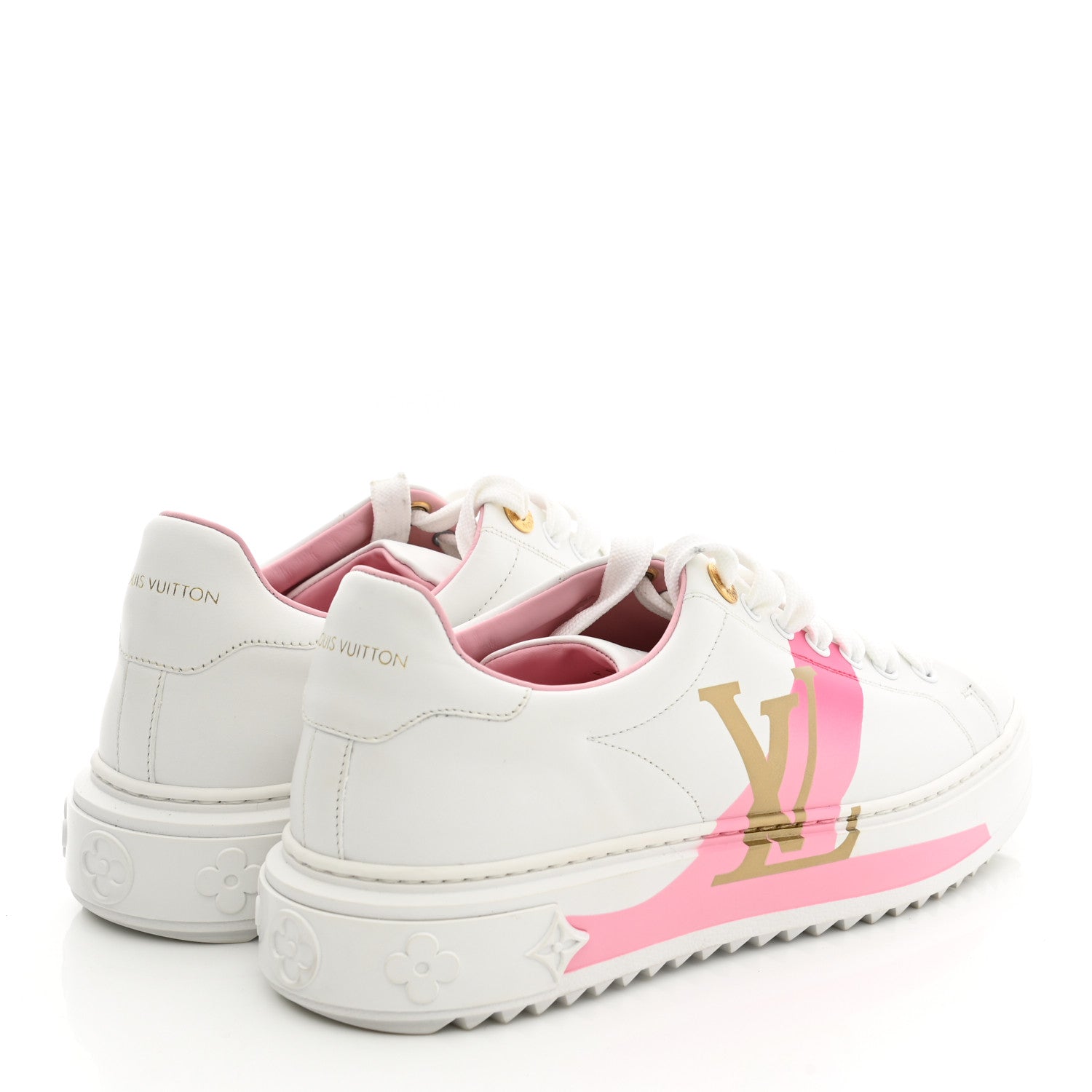 Louis Vuitton Monogram Time Out Sneakers 37.5 White Pink 4 of 10