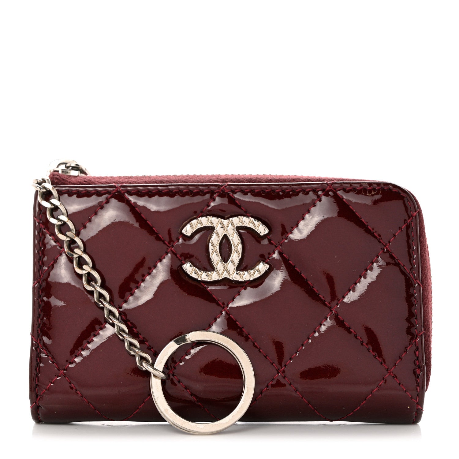 Chanel Patent Quilted Brilliant Key Holder Case Light Burgundy 1 of 8