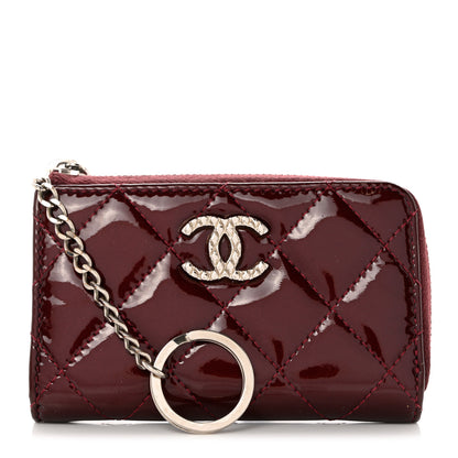 Chanel Patent Quilted Brilliant Key Holder Case Light Burgundy 1 of 8