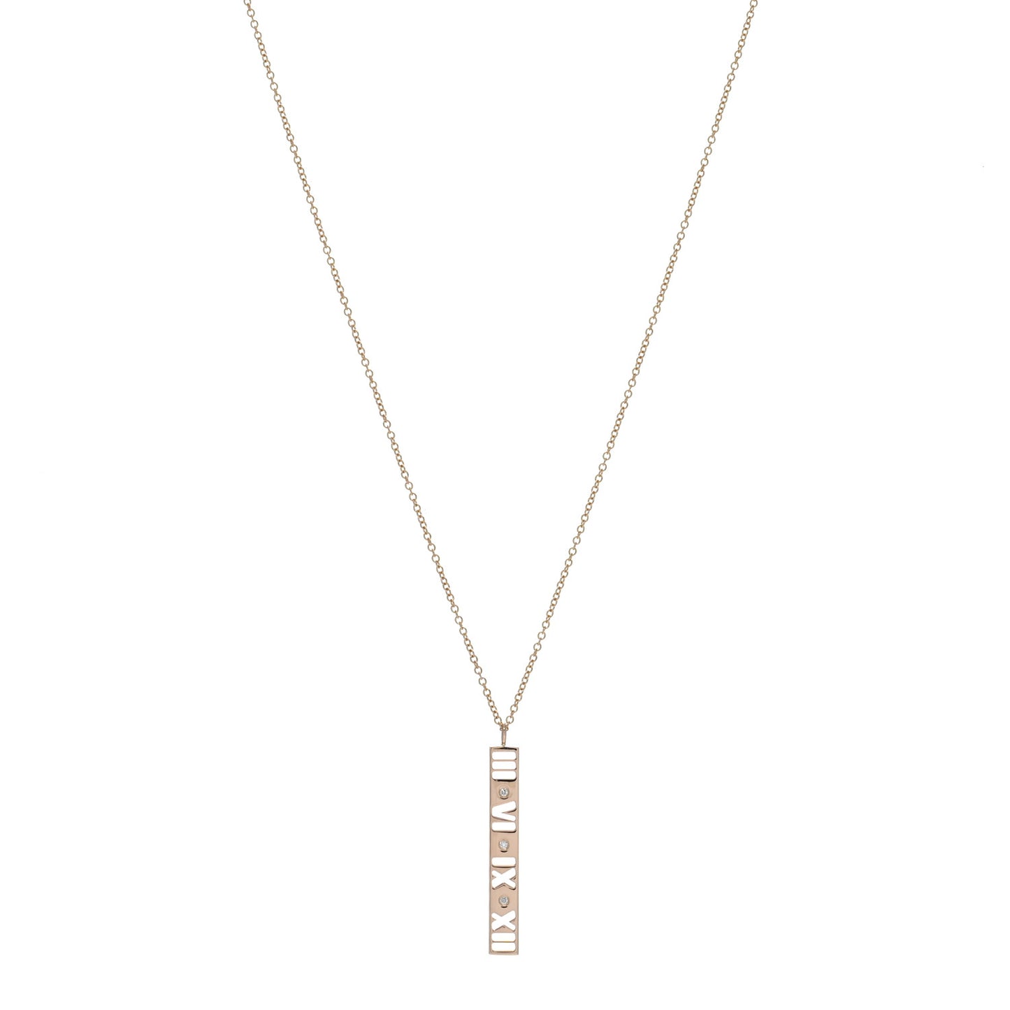 18K Rose Gold Diamond Atlas Bar Pendant Necklace