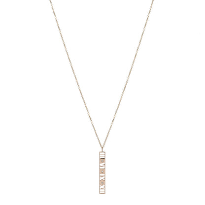 Tiffany 18K Rose Gold Diamond Atlas Bar Pendant Necklace 1 of 4