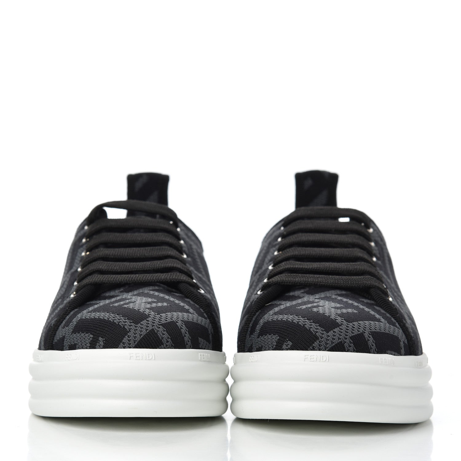 Fendi Fabric FF Micro-Perforated Rise Low Top Sneakers 37 Charcoal Black 2 of 9