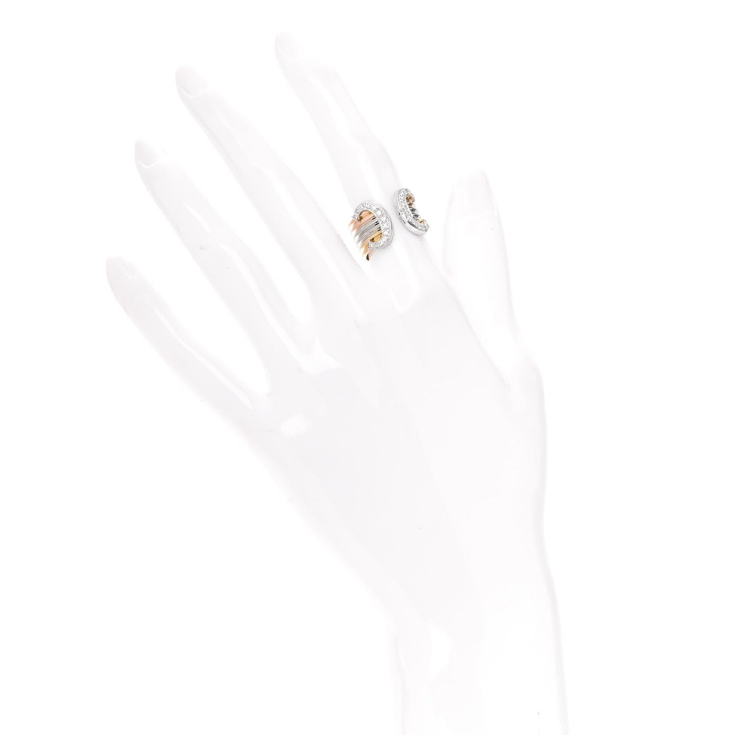 18K Pink Yellow White Gold Diamond 13mm C De Cartier Ring 50 5.25