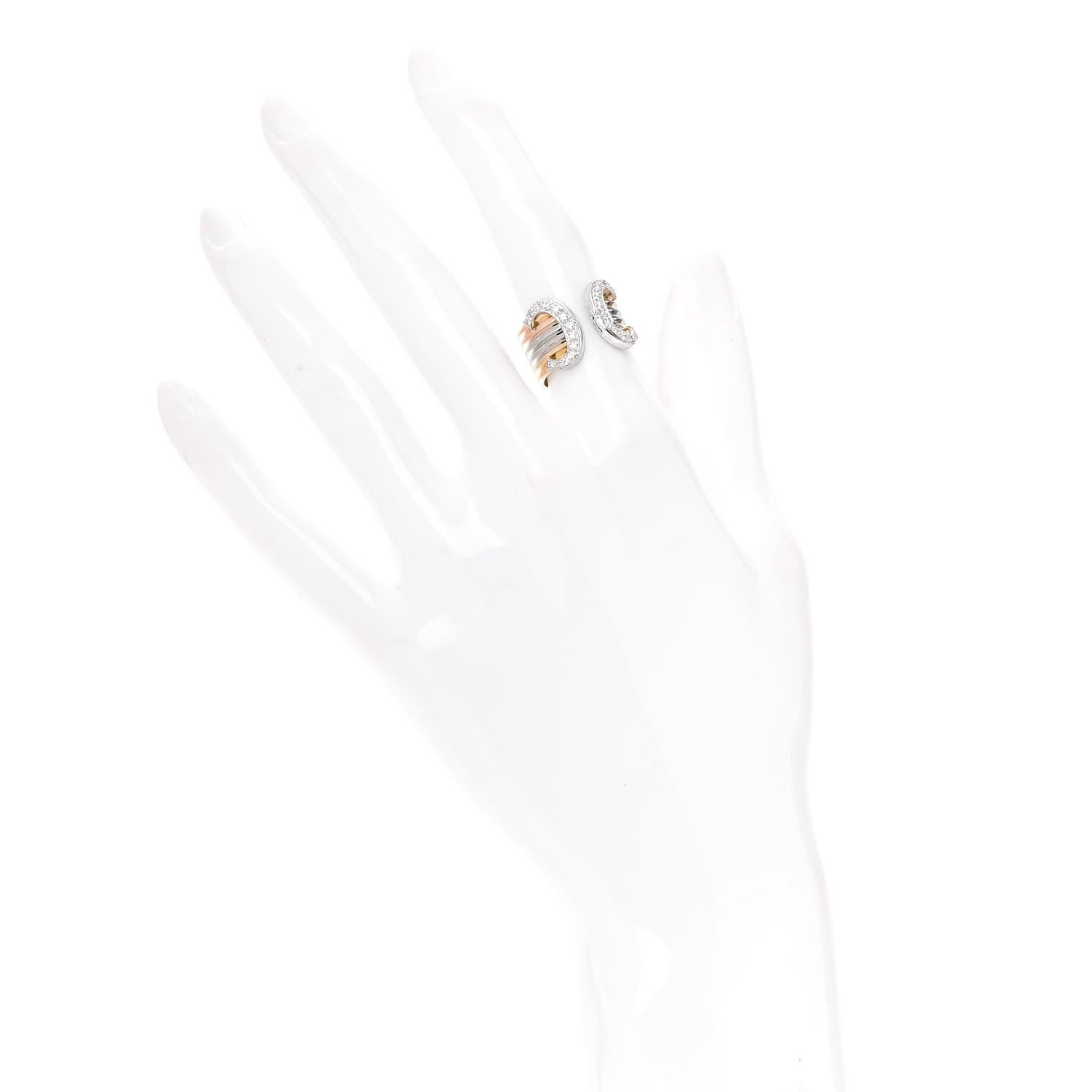 Cartier 18K Pink Yellow White Gold Diamond 13mm C De Cartier Ring 50 5.25 2 of 5