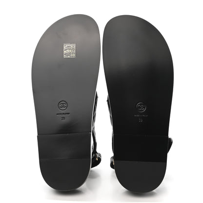 Chanel Grained Calfskin Velcro Dad Sandals 39 Black 5 of 8