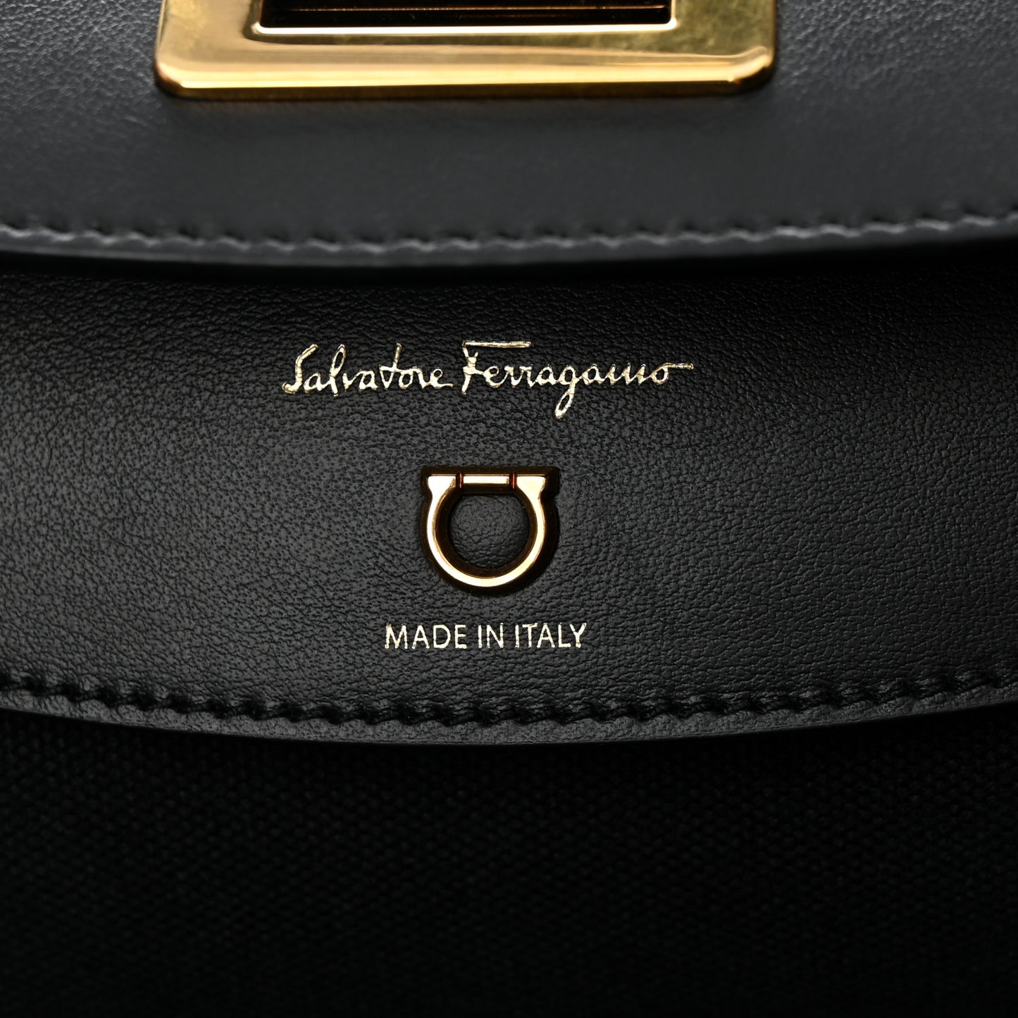 Canvas Calfskin Gancini Bag Black