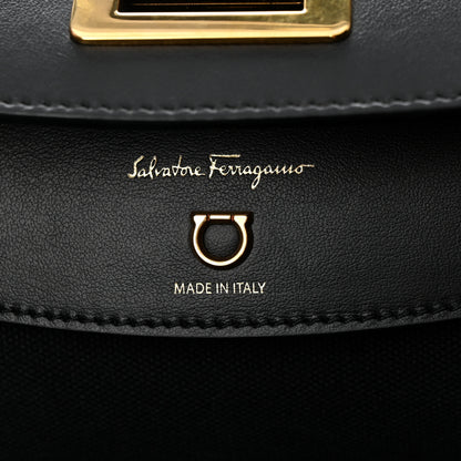 Salvatore Ferragamo Canvas Calfskin Gancini Bag Black 6 of 12
