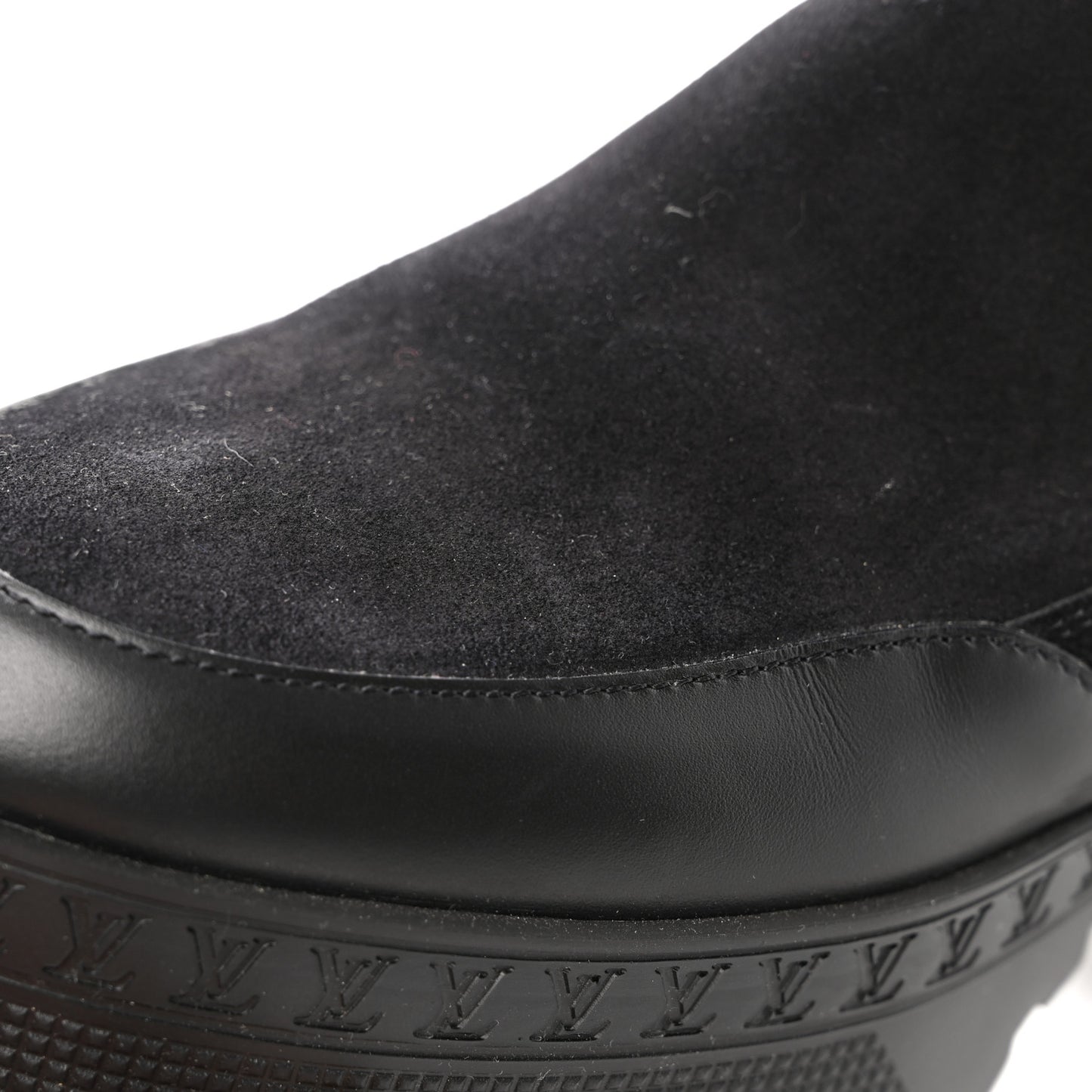 LOUIS VUITTON Suede Laureate Platform Chelsea Boot 37.5 Black