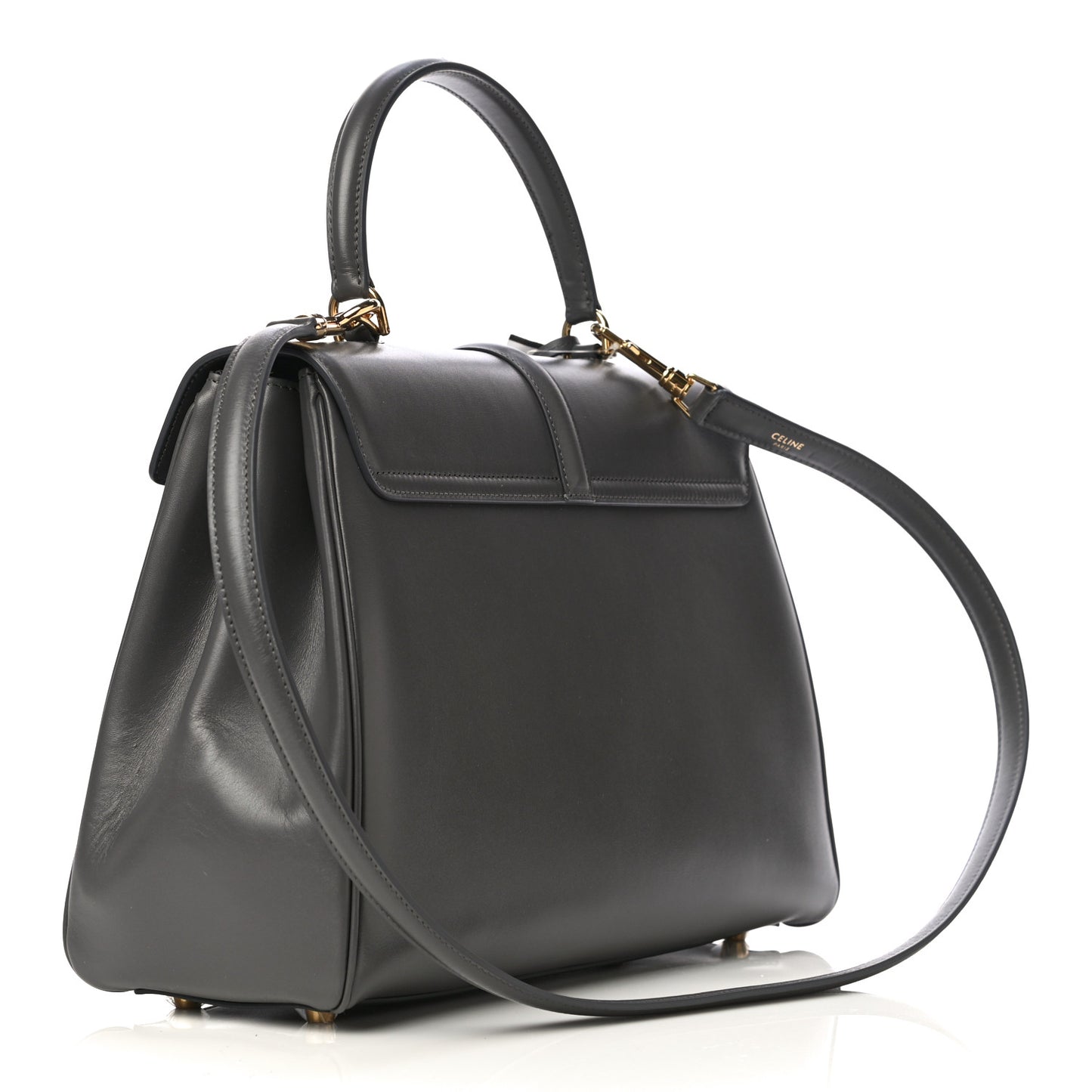 Satinated Calfskin Medium 16 Top Handle Bag Grey