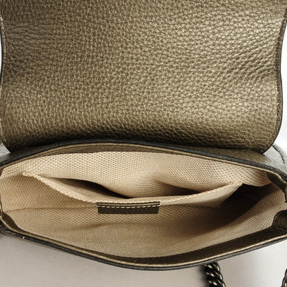 Gucci Metallic Pebbled Calfskin Small Soho Flap Crossbody Sasso 5 of 7