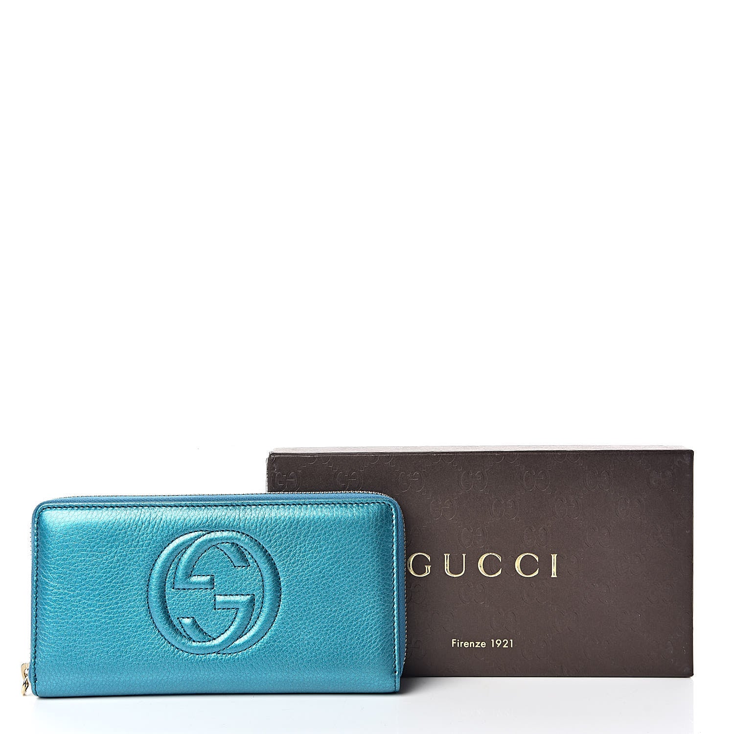 Gucci Metallic Cellarius Calfskin Soho Zip Around Wallet Deep Cobalt 10 of 10