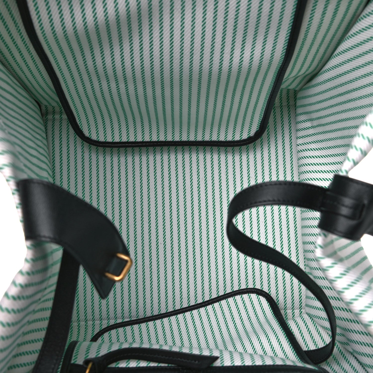 Celine Cotton Canvas Striped Medium Phantom Luggage White Green 4 of 9