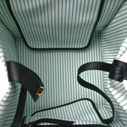 Celine Cotton Canvas Striped Medium Phantom Luggage White Green 4 of 9
