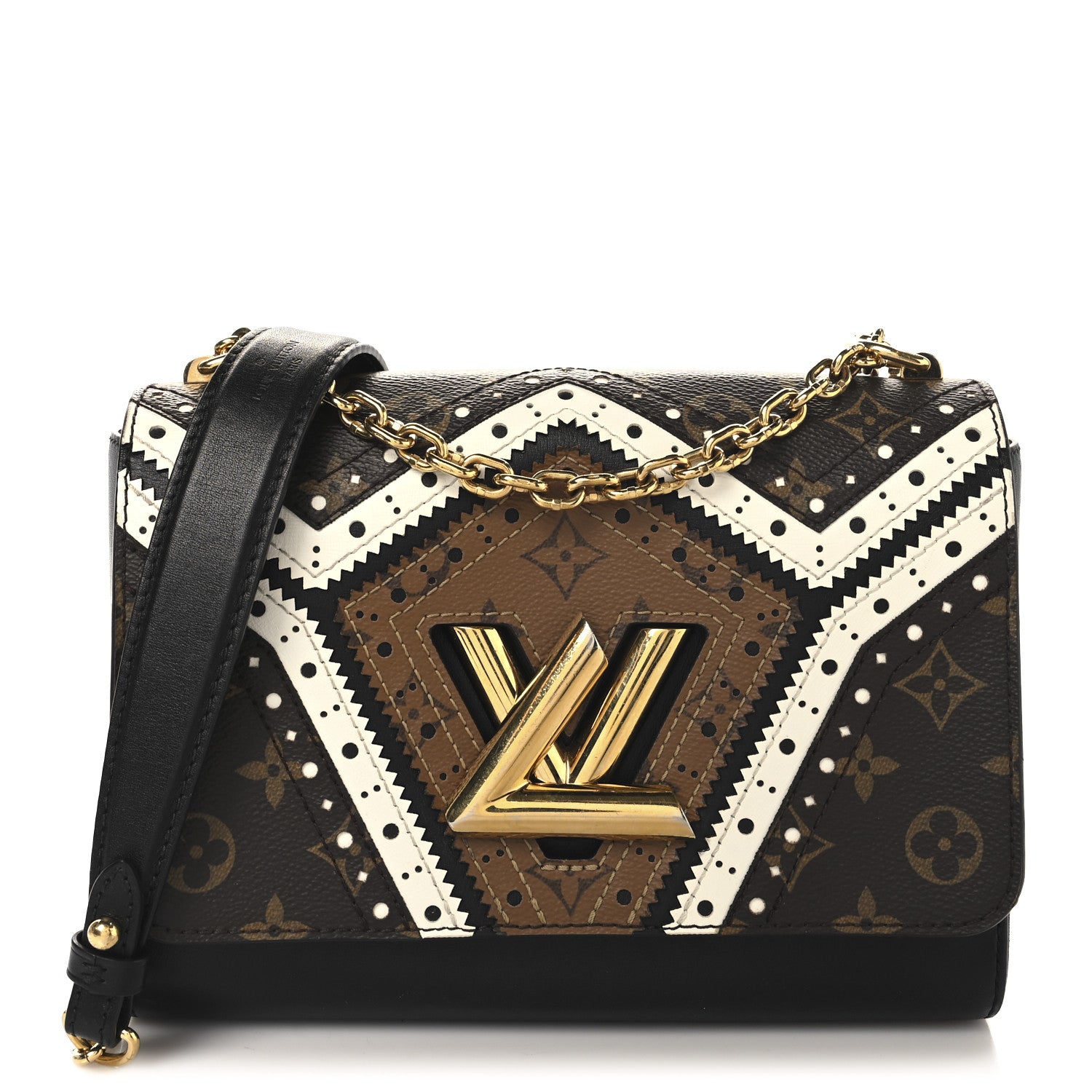 Louis Vuitton Veau Satin Monogram Twist Shoulder Bag MM Black 1 of 13