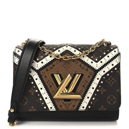 Louis Vuitton Veau Satin Monogram Twist Shoulder Bag MM Black 1 of 13