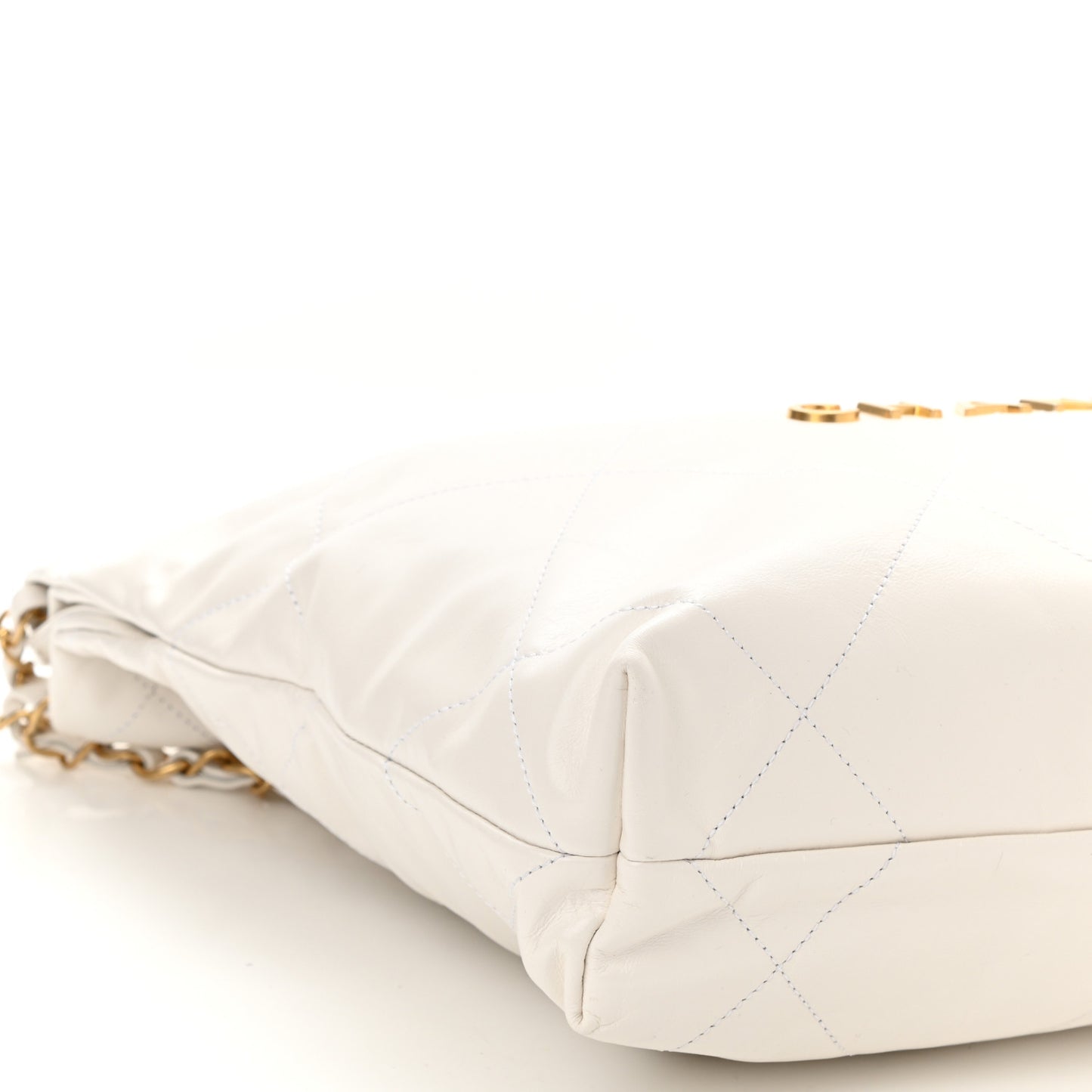 Shiny Calfskin Quilted Small Chanel 22 White