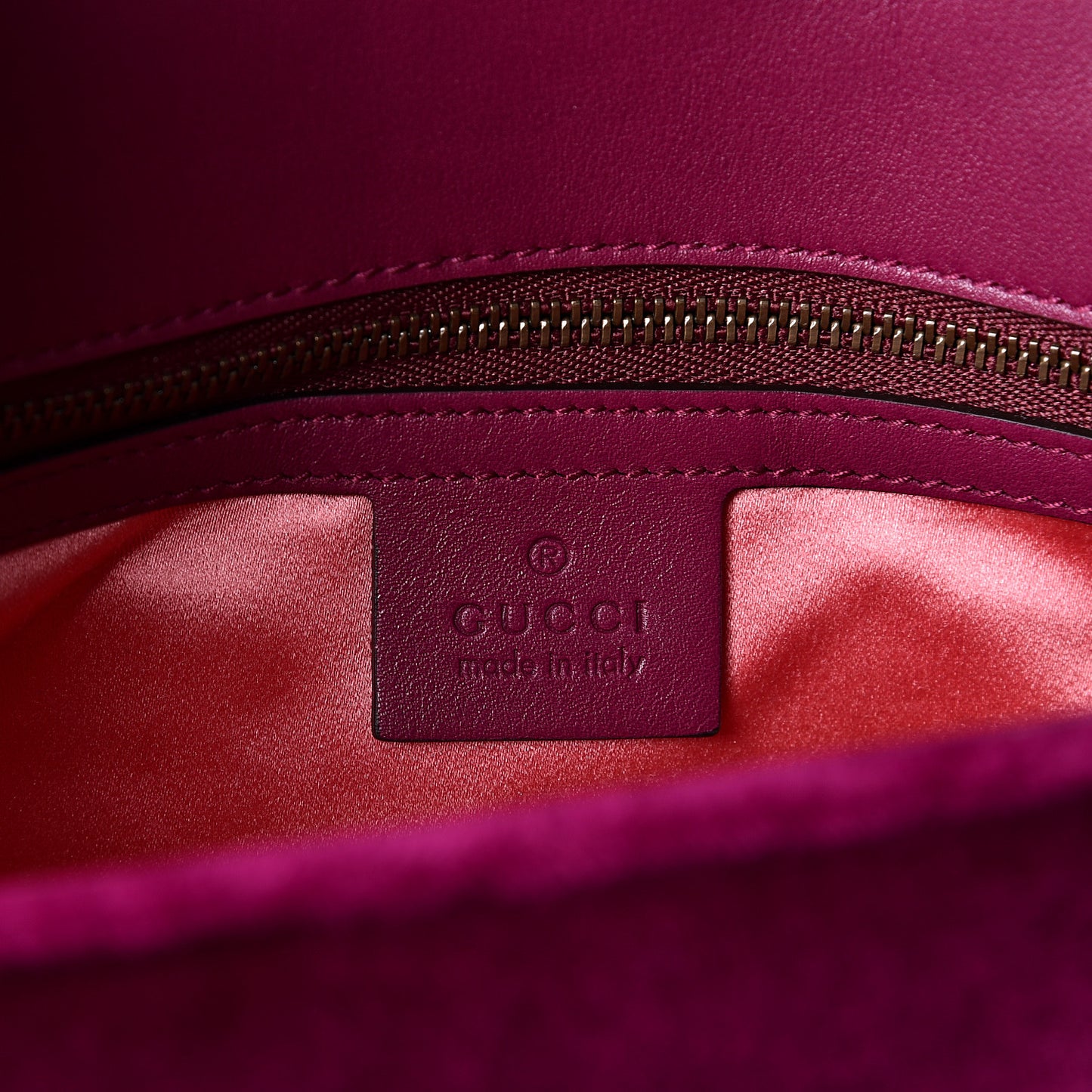 Velvet Matelasse Small GG Marmont Shoulder Bag Fuchsia Violet Cyclamen
