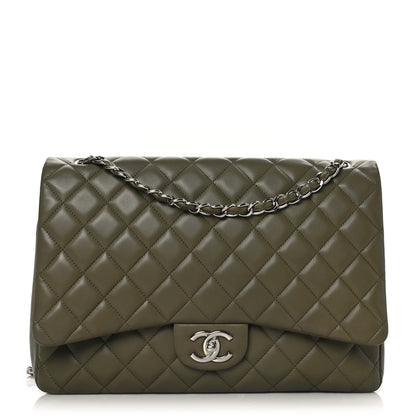 Chanel Lambskin Quilted Maxi Double Flap Green 1 of 10